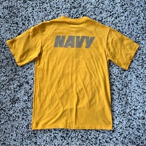U.S. Navy Tee Shirt Yellow Reflective Logo M.J. Soffe Short Sleeve Size Small
